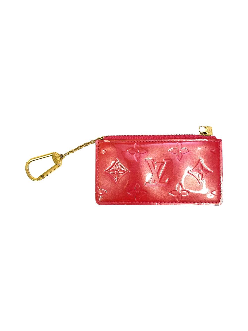 Louis Vuitton Vernis Key Pouch Coin Purse Rose Pop Pink Clochette Charm